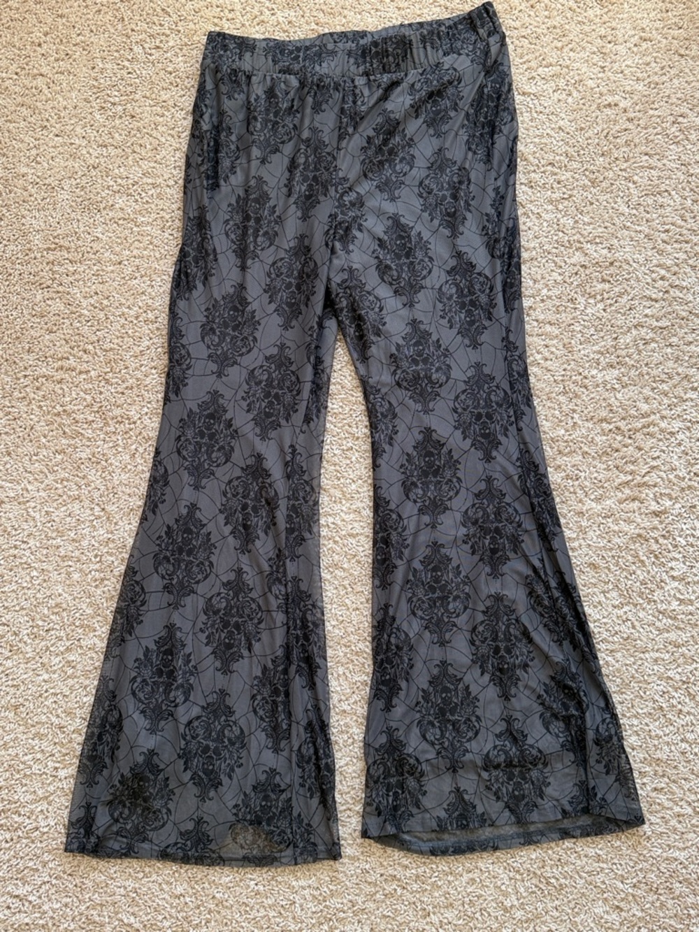 Torrid Black Lace Overlay Skull Print Flared Pants